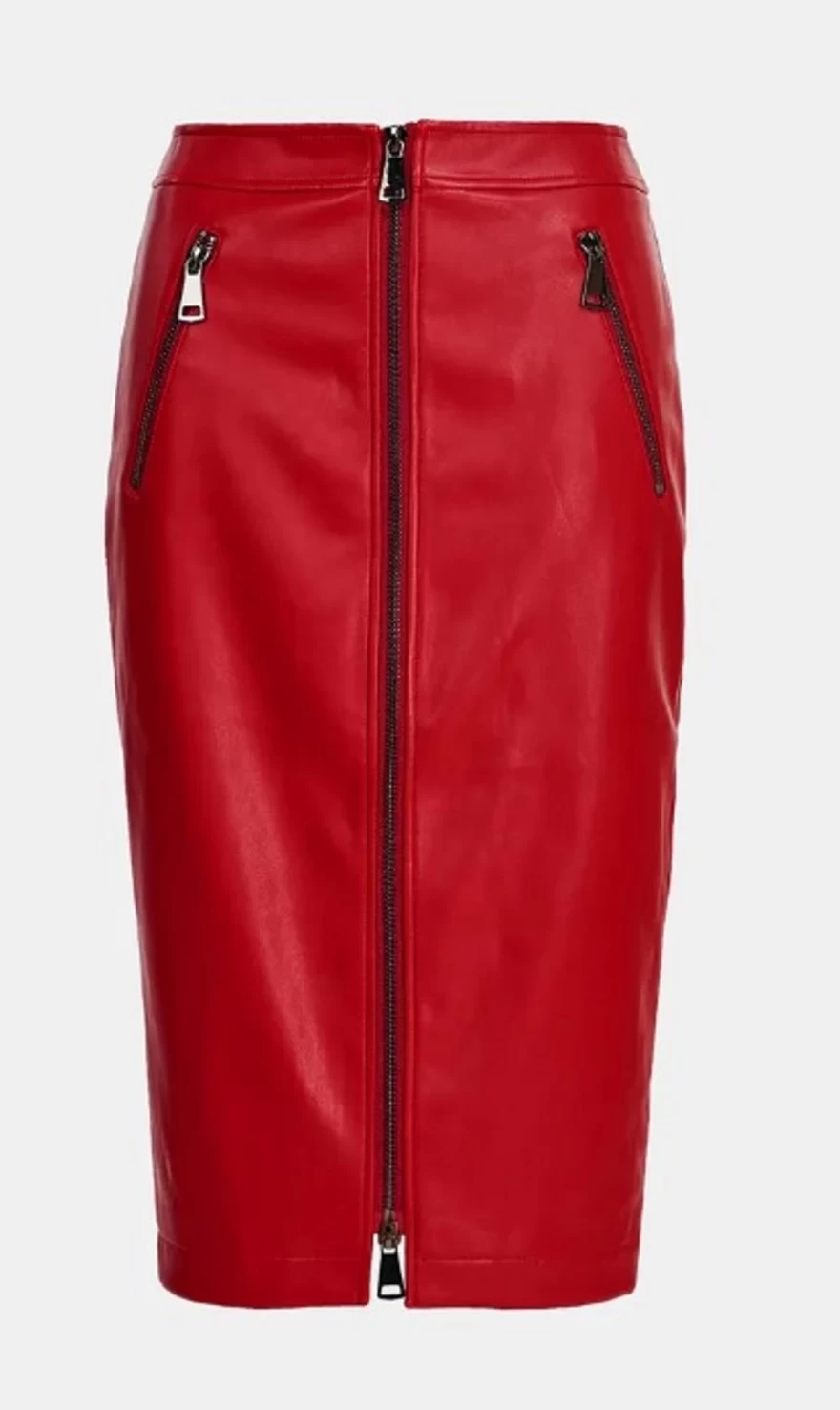 κόκκινη δερμάτινη φούστα