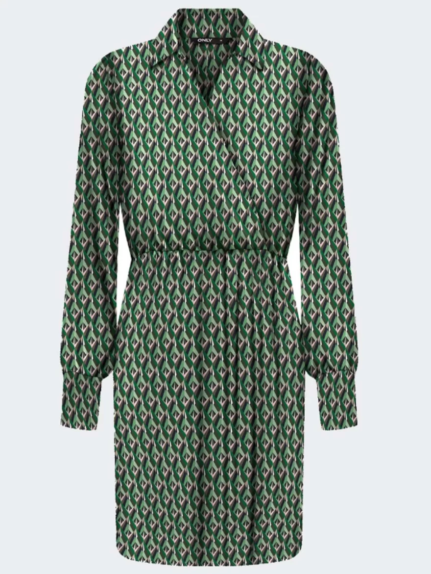 πράσινο εμπριμέ φόρεμα