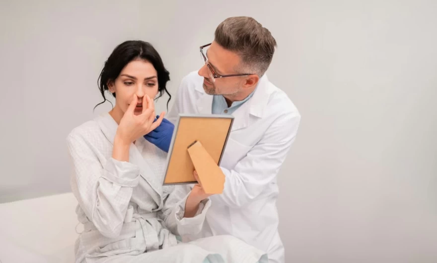 γυναίκα στον πλαστικό χειρουργό