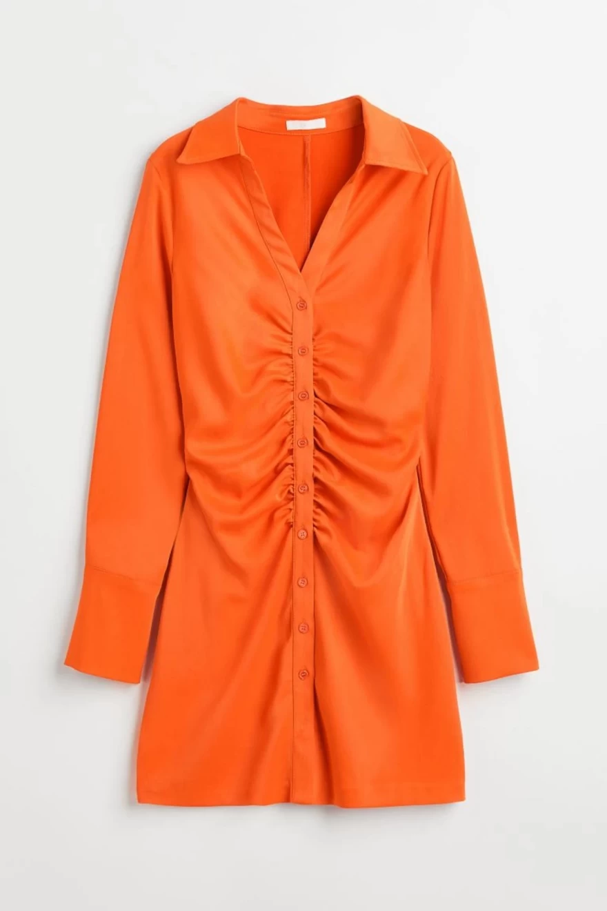 πορτοκαλί ντραπέ φόρεμα