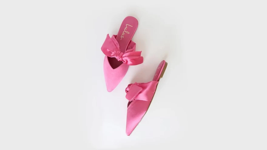 pink mules με φιόγκο