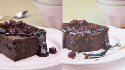 Σοκολατένιο μπράουνι - πειρασμός με βύσσινα: Η εύκολη συνταγή που θα αγαπήσετε