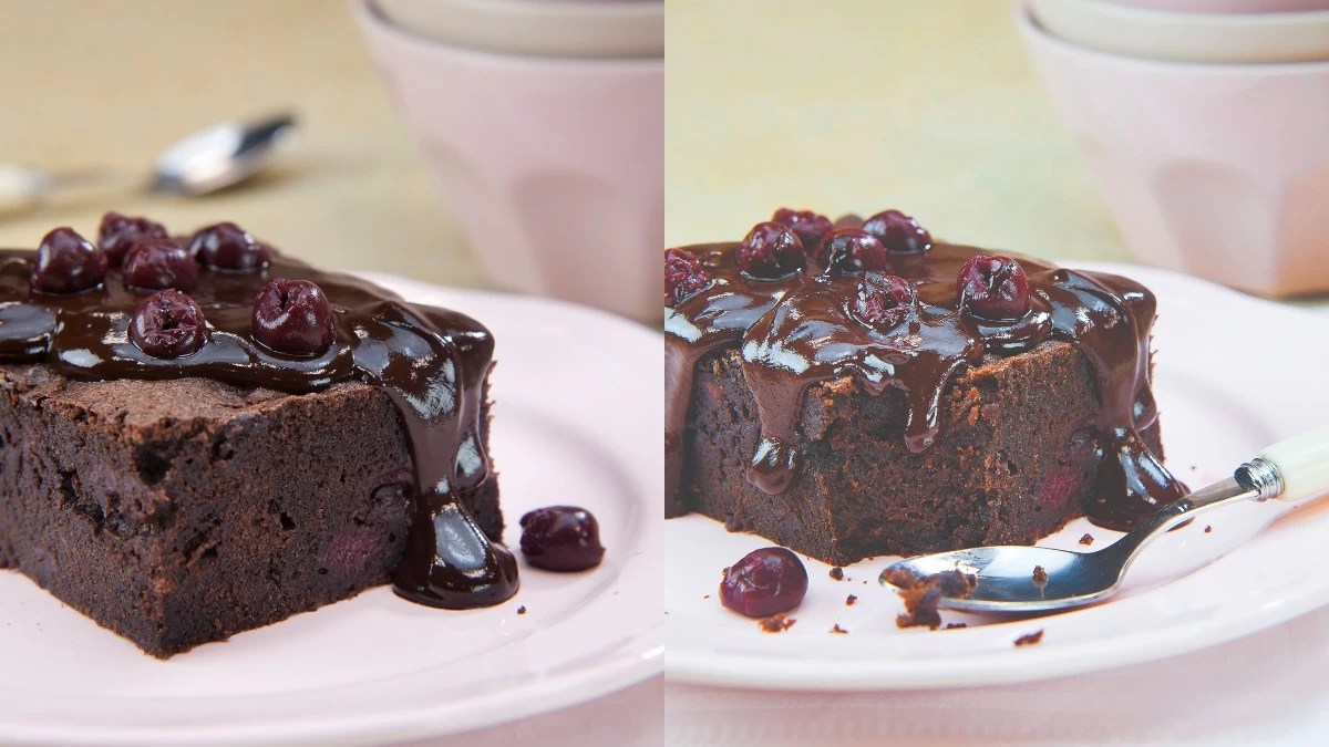 Σοκολατένιο μπράουνι - πειρασμός με βύσσινα: Η εύκολη συνταγή που θα αγαπήσετε