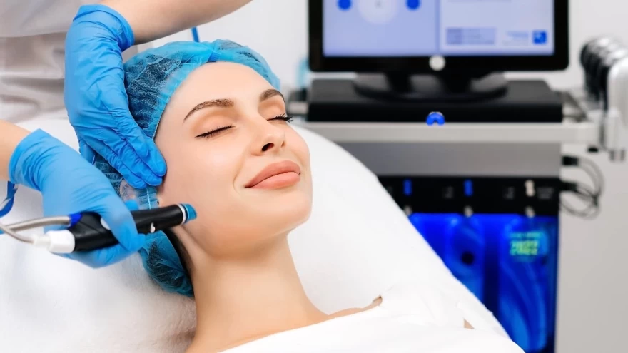 γυναίκα κάνει θεραπεία προσώπου στο ινστιτούτο