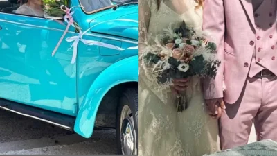Παντρεύτηκε αγαπημένη Ελληνίδα ηθοποιός - Η είσοδος στο Δημαρχείο με γαλάζιο αυτοκίνητο και το ρομαντικό νυφικό