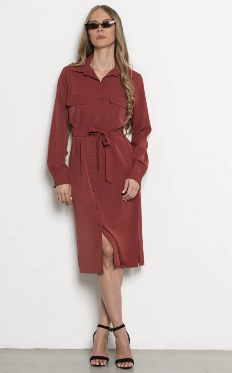 καφέ shirt dress kattis fashion