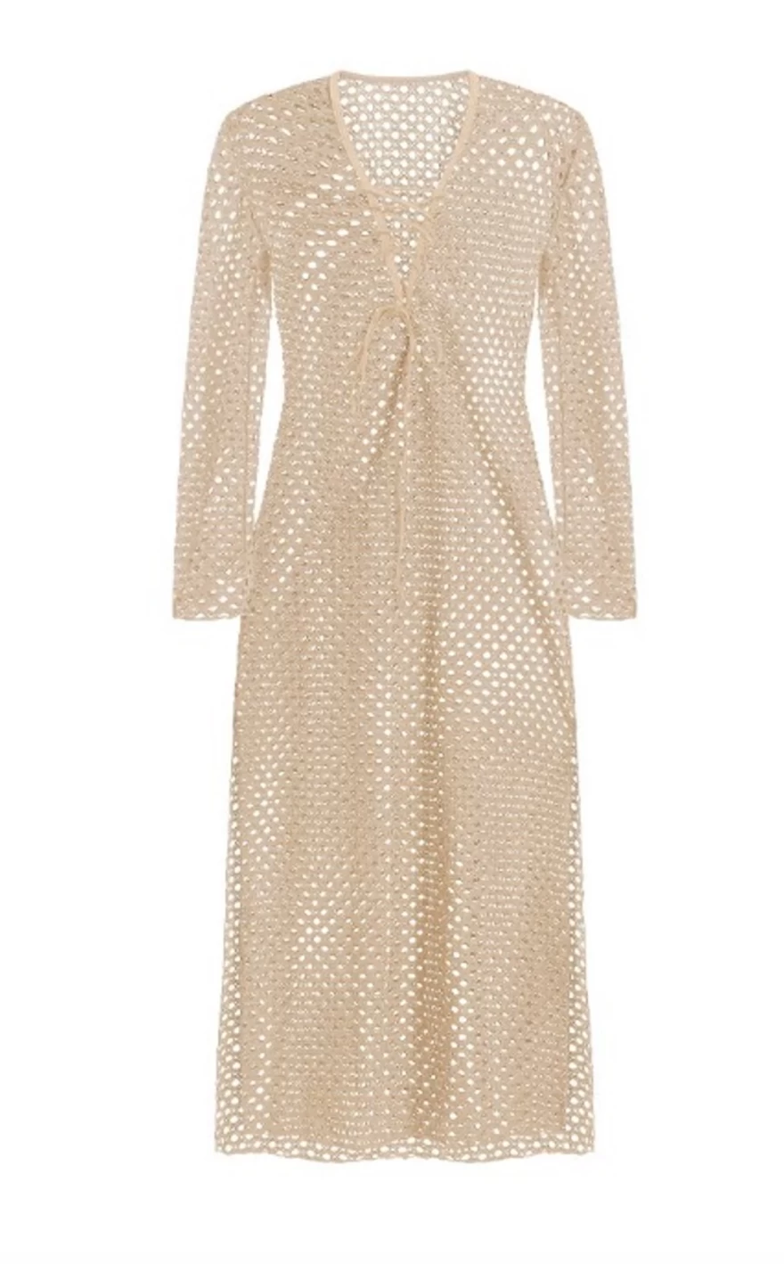 φόρεμα παραλίας διάτρητο μπεζ