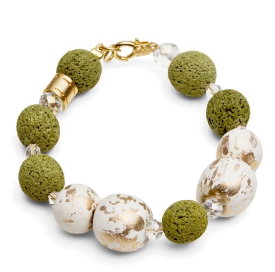 πράσινο λευκό κολιέ Emmanuela Eleutheriadou