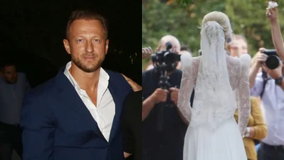 Κώστας Καραφώτης: Τα πρώτα πλάνα από τον γάμο του - Εντυπωσιακή η νύφη με δαντελωτό, ρομαντικό νυφικό και πέπλο