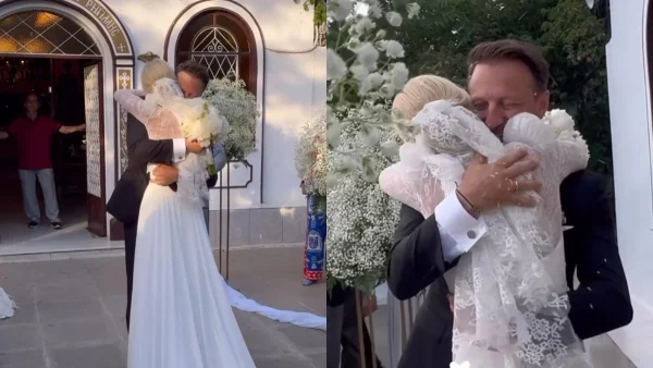 Κώστας Καραφώτης: Η στιγμή που αντίκρισε ντυμένη νύφη τη σύζυγό του - Η συγκίνηση και το τρυφερό φιλί στο στόμα (Βίντεο)