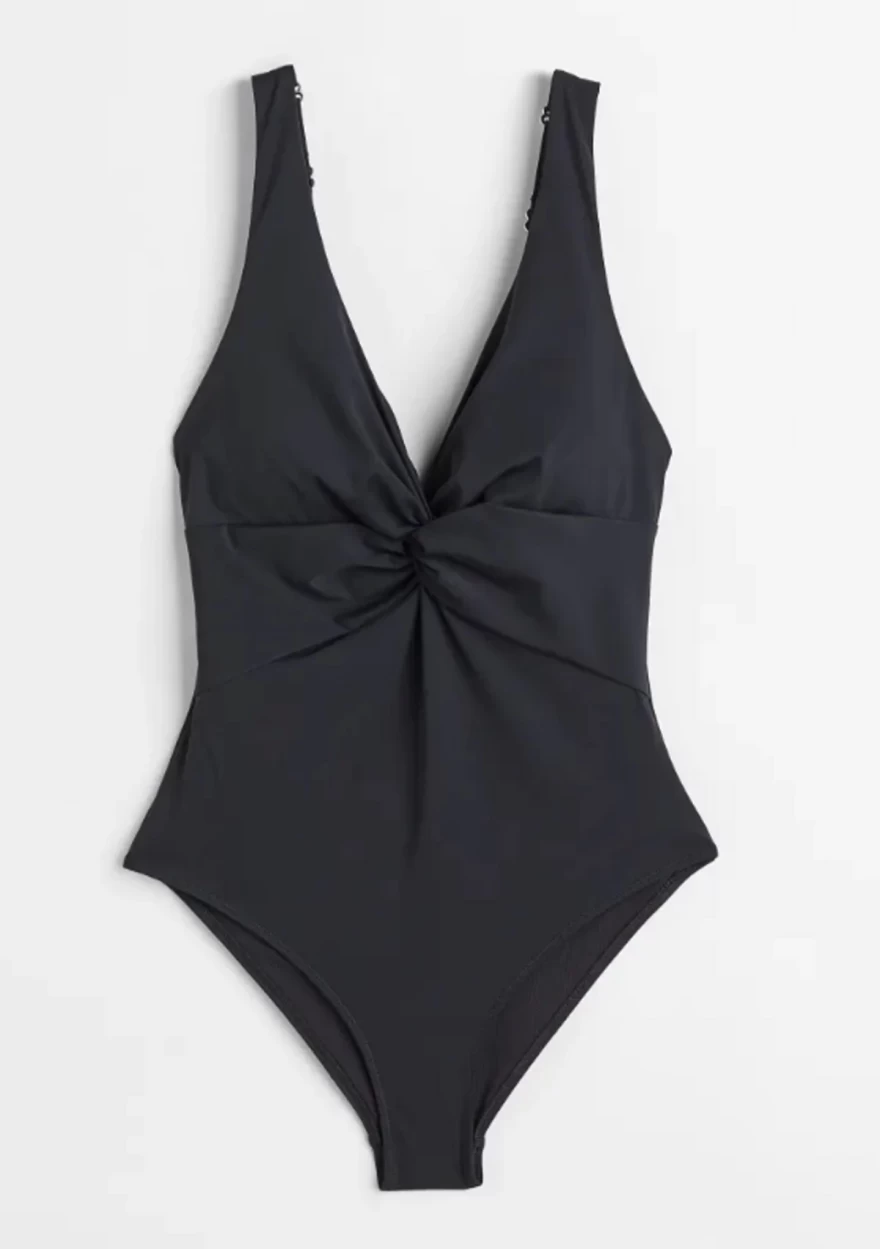 μαύροολόσωμο μαγιό με V