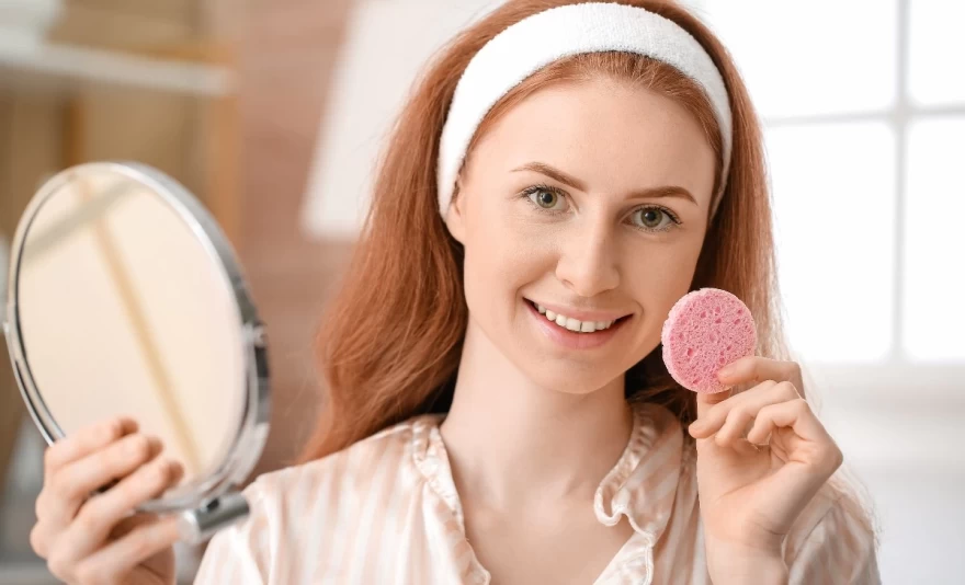 γυναίκα κάνει ντεμακιγιάζ ματιών