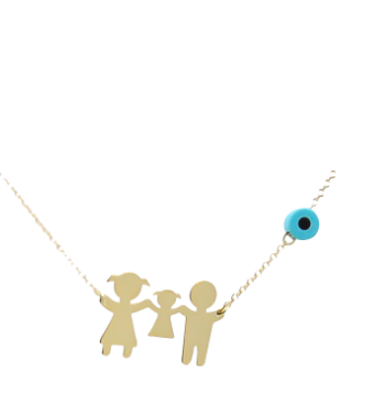 Κολιέ οικογένεια από χρυσό 14 καράτια με ένα μάτι στη μία πλευρά, €180, Kanakis Jewels & watch