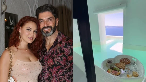 Βρισηίδα Ανδριώτου: Πρωινό και αγκαλιές στην πισίνα - τζακούζι με τον Σπύρο Μαρτίκα - Η χλιδάτη "ερωτοσπηλιά" που μένουν στη Σαντορίνη