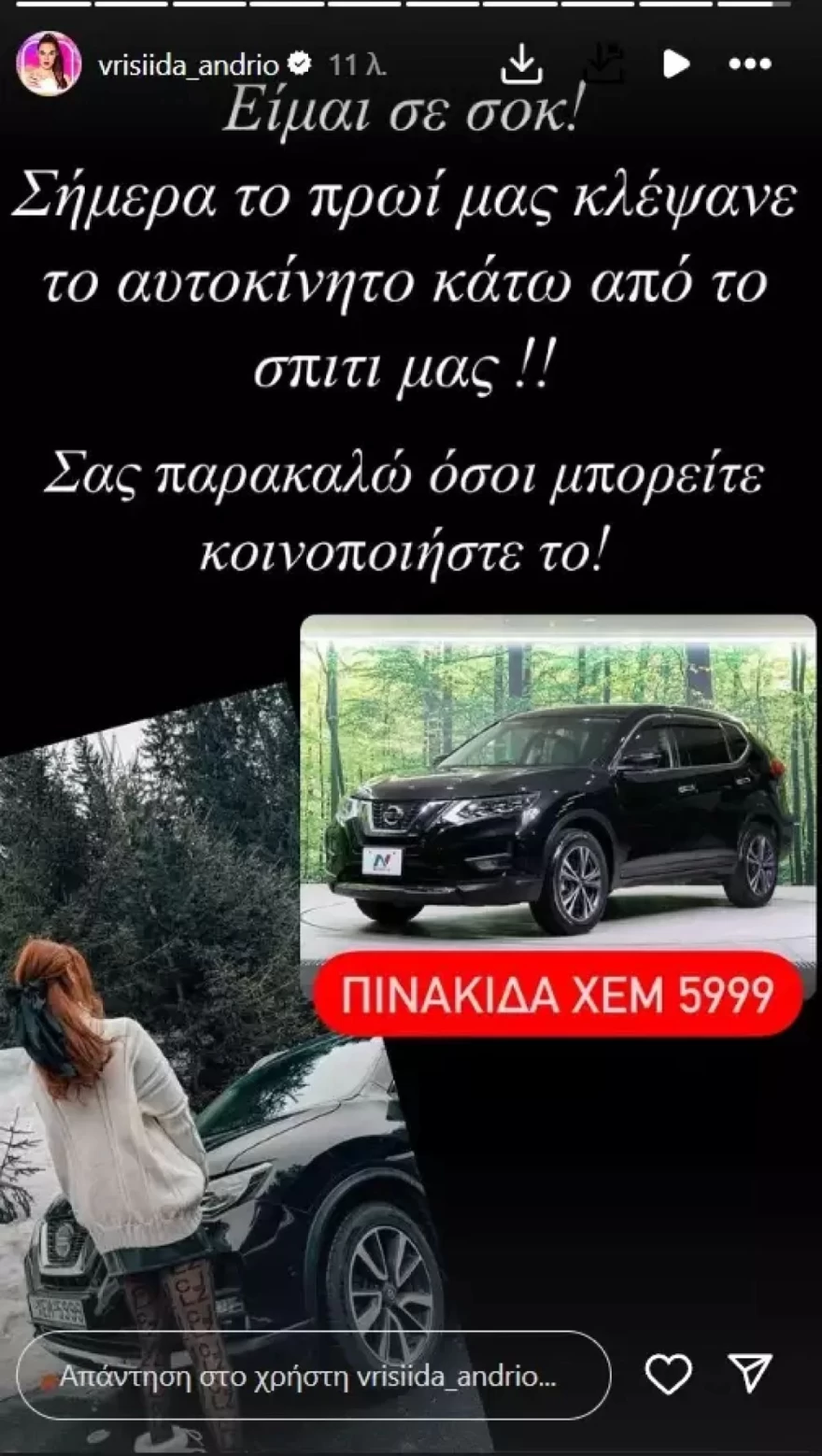 Βρισηίδα Ανδριώτου Σπύρος Μαρτίκας κλοπή αυτοκινήτου