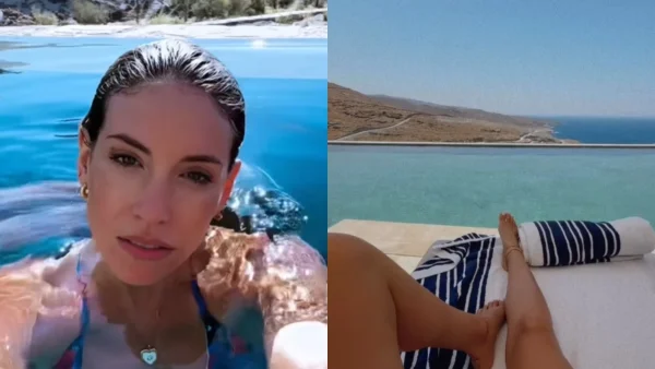 Αθηνά Οικονομάκου: Η φωτογραφία με τον ημίγυμνο Μπρούνο Τσερέλα μέσα στην πισίνα της χλιδάτης βίλας τους στη Τζιά