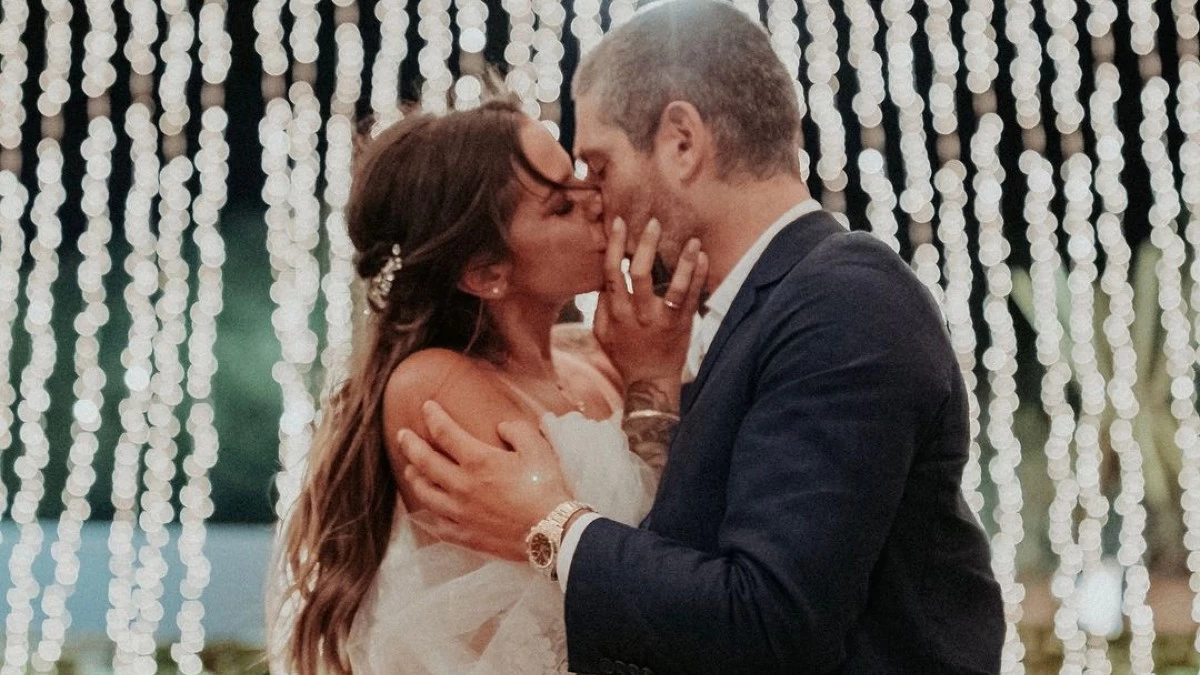 Εριέττα Κούρκουλου και Βύρων Βασιλειάδης στον γάμο τους