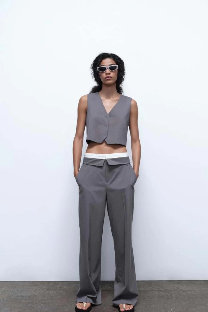 γιλέκο κοντό γκρι zara