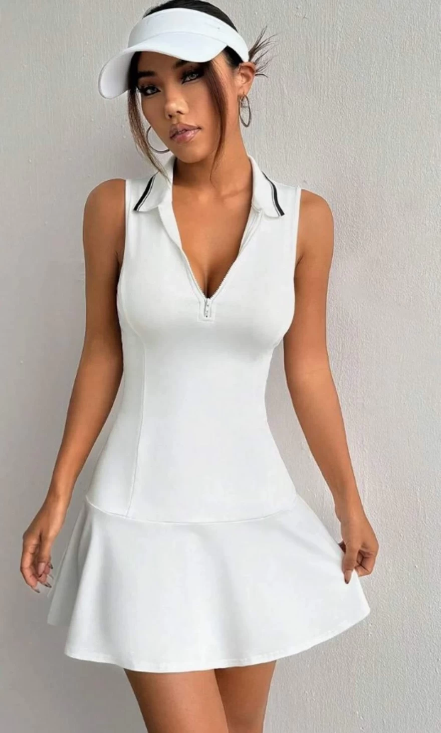 αθλητικό φόρεμα με φερμουάρ λευκό