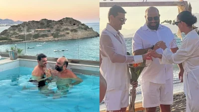 Παντελής Τουτουντζής: Το συγκινητικό βίντεο από το γάμο του - Η στιγμή που φτάνει στην τελετή και το φιλί με τον σύζυγό του