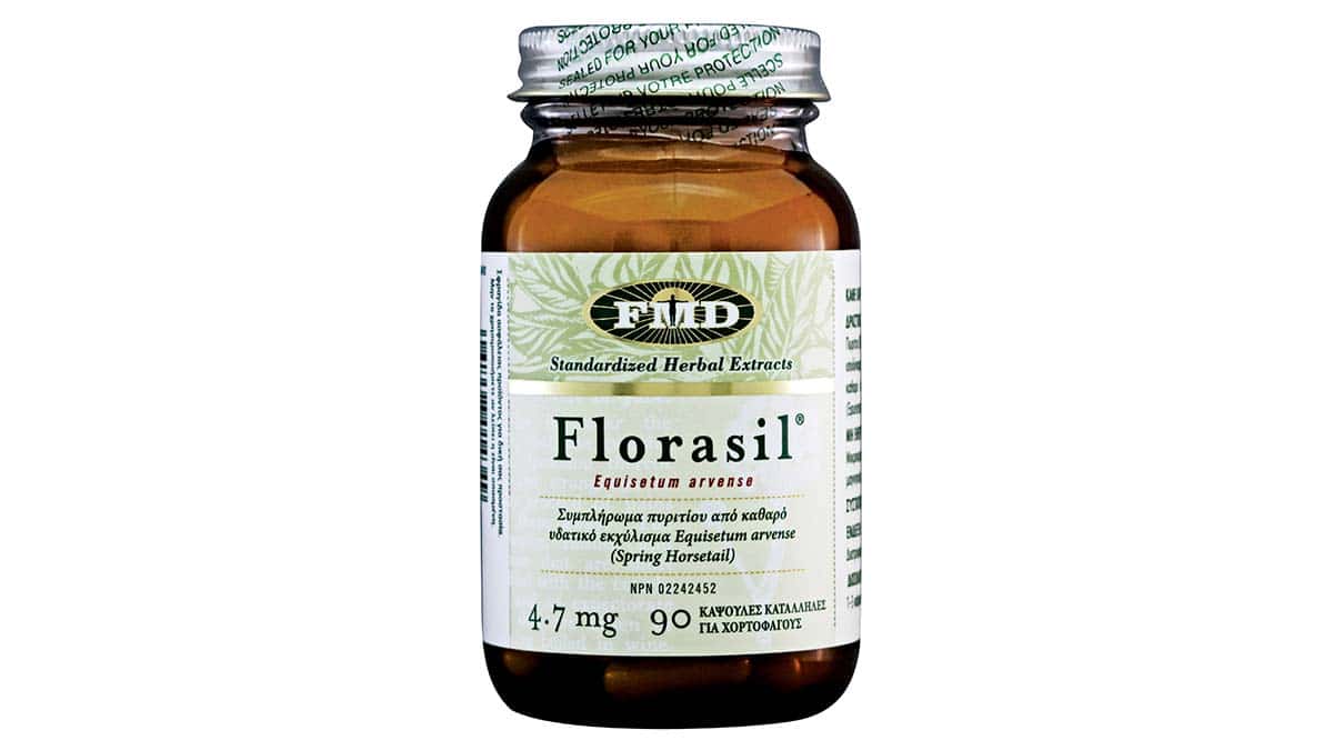 .Συμπλήρωμα διατροφής με οργανικό πυρίτιο από το φυτό Horsetail που μπορεί να προλάβει τη φθορά των μαλλιών, των νυχιών και του δέρματος, Flora, Florasil, MedMelon, €35,50 - www.medmelon.gr