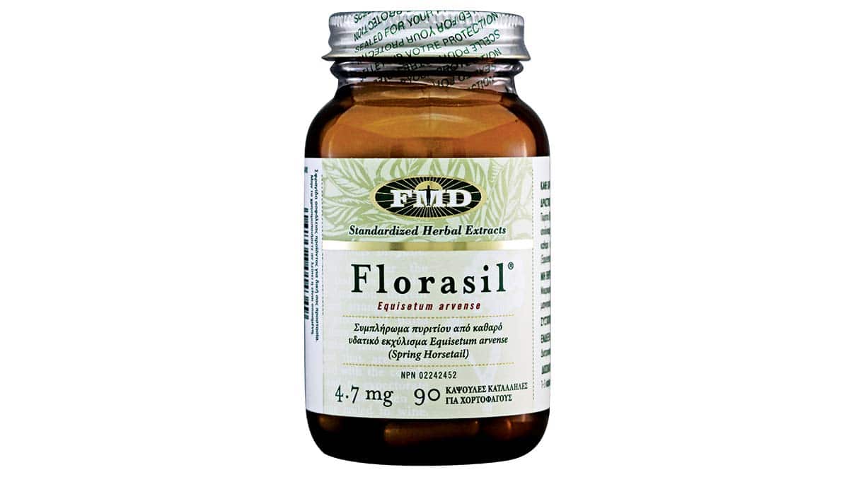Συμπλήρωμα διατροφής με οργανικό πυρίτιο από το φυτό Horsetail που μεταξύ άλλων προλαμβάνει τη φθορά των μαλλιών, των νυχιών και του δέρματος, Flora, Florasil, MedMelon, (στα φαρμακεία, medmelon.gr)