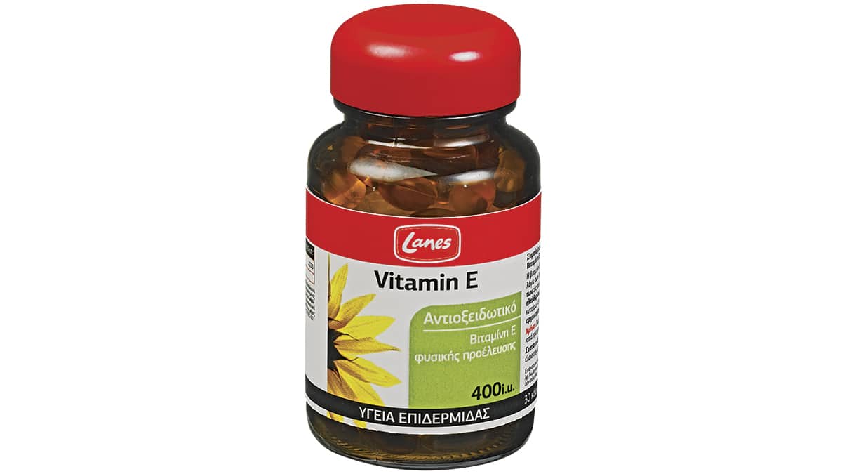 Συμπλήρωμα διατροφής για την υγεία της επιδερμίδας, Vitamin E, Αντιοξειδωτικό, Lanes (στα Φαρμακεία)
