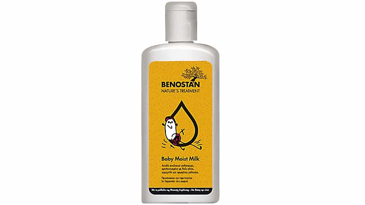 Απαλό ενυδατικό γαλάκτωµα που προστατεύει & περιποιείται το δερµατάκι του µωρού, Nature’s Treatment, Baby Moist Milk, Benostan, €11,50 (στα Φαρµακεία)