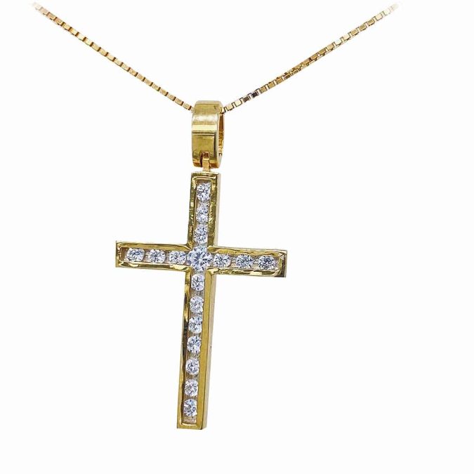 Παιδικός σταυρός από χρυσό Κ18, DIAMONDJOOLS, www.diamondjools.gr