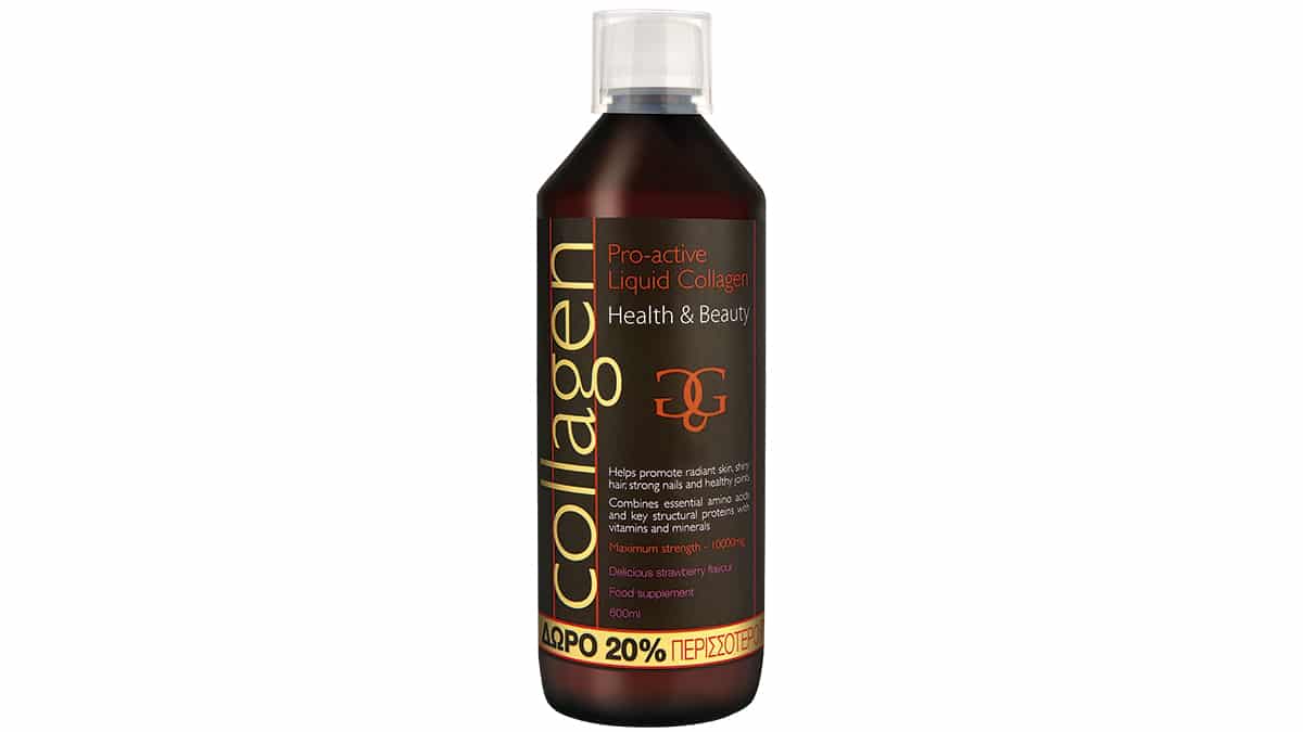 Υγρό πόσιµο κολλαγόνο µε µοναδική φόρµουλα που ενεργοποιεί τον οργανισµό να παράξει φυσικό κολλαγόνο, απαραίτητο για αρθώσεις, πρόσωπο & µαλλιά, Collagen Pro-Active (στα Φαρµακεία)