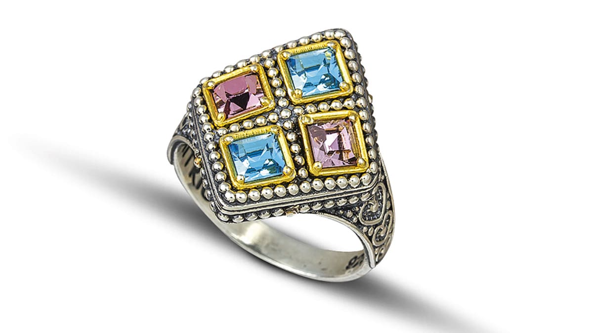 Δαχτυλίδι με πολύχρωμους κρυστάλλους swarovski, €101, Dimitrios Exclusive