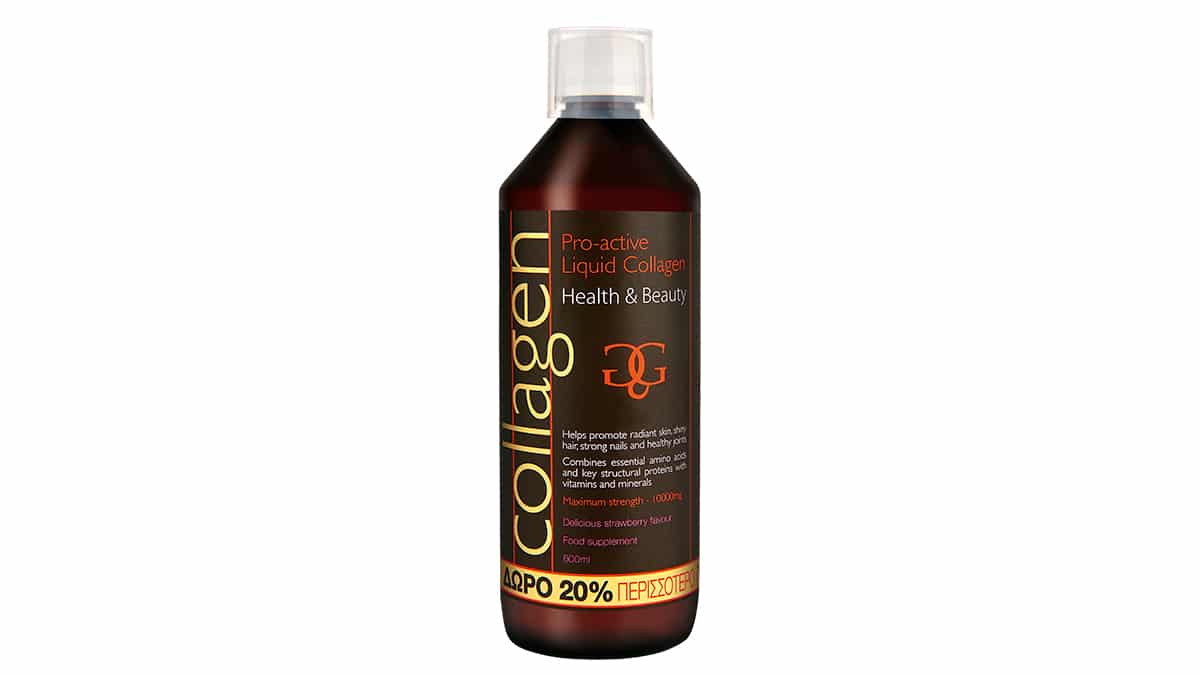 Yγρό πόσιμο κολλαγόνο με μοναδική φόρμουλα, που ενεργοποιεί τον οργανισμό να παράξει φυσικό κολλαγόνο, απαραίτητο για αρθρώσεις, πρόσωπο και μαλλιά, Collagen Pro-Active (στα Φαρμακεία)