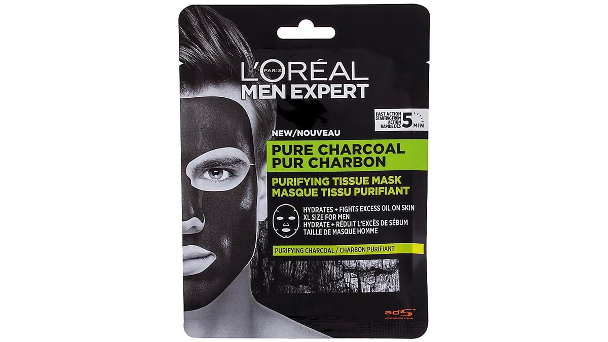 Ανδρική υφασμάτινη μάσκα προσώπου, Men Expert, Pure Carbon, Purifying Tissue Mask, L'Oréal Paris