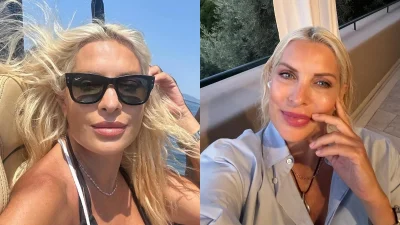 Ελένη Μενεγάκη: Με κατακόκκινο φόρεμα στο Μπατσί για ποτό - Στο πλευρό της ο Ματέο Παντζόπουλος