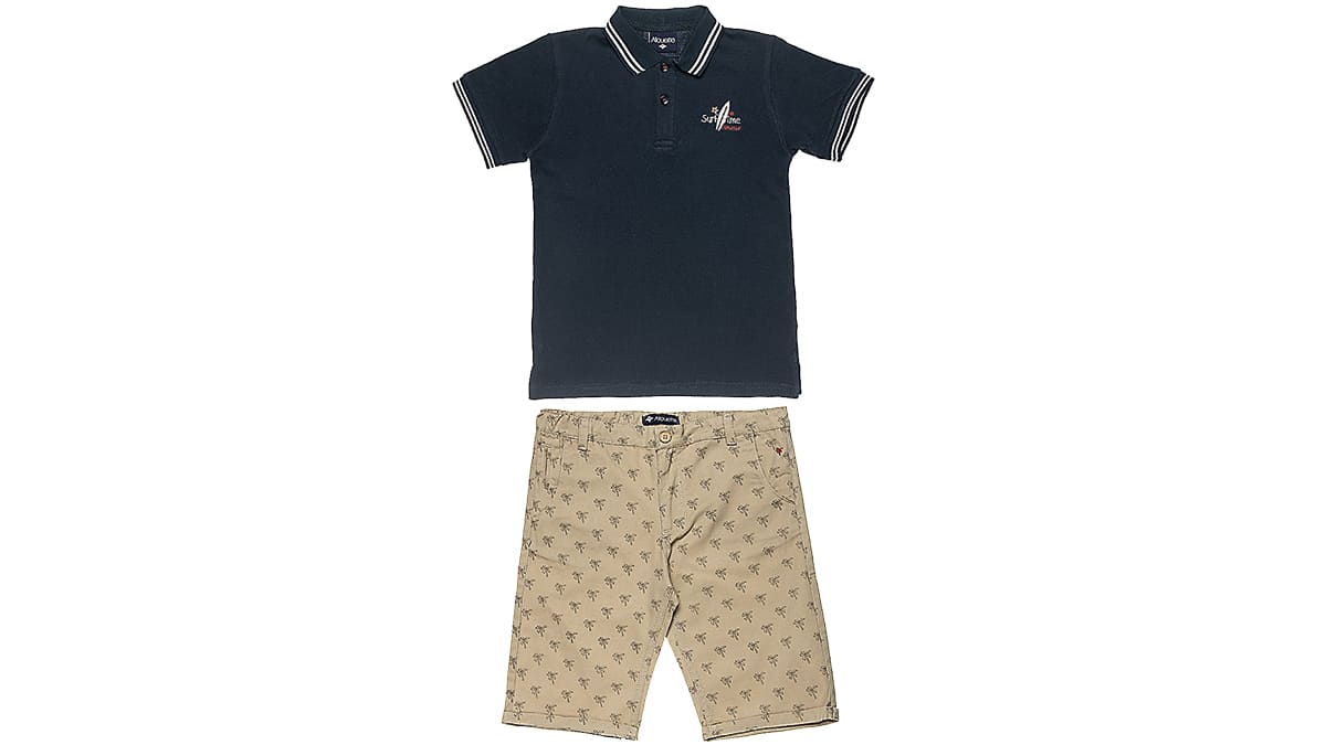 Σετ πικέ με κέντημα και chino βερμούδα, Alouette, www.alouette.gr