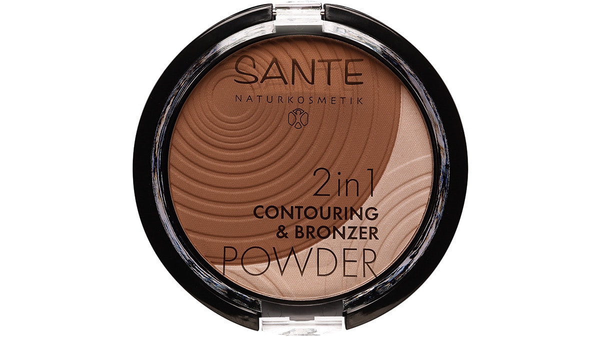 Μπρονζέ πούδρα για κοψίματα και περιγράμματα, 2 in 1, Contouring & Bronzer Powder No 02, Sante Naturkosmetik (bioleon.gr)