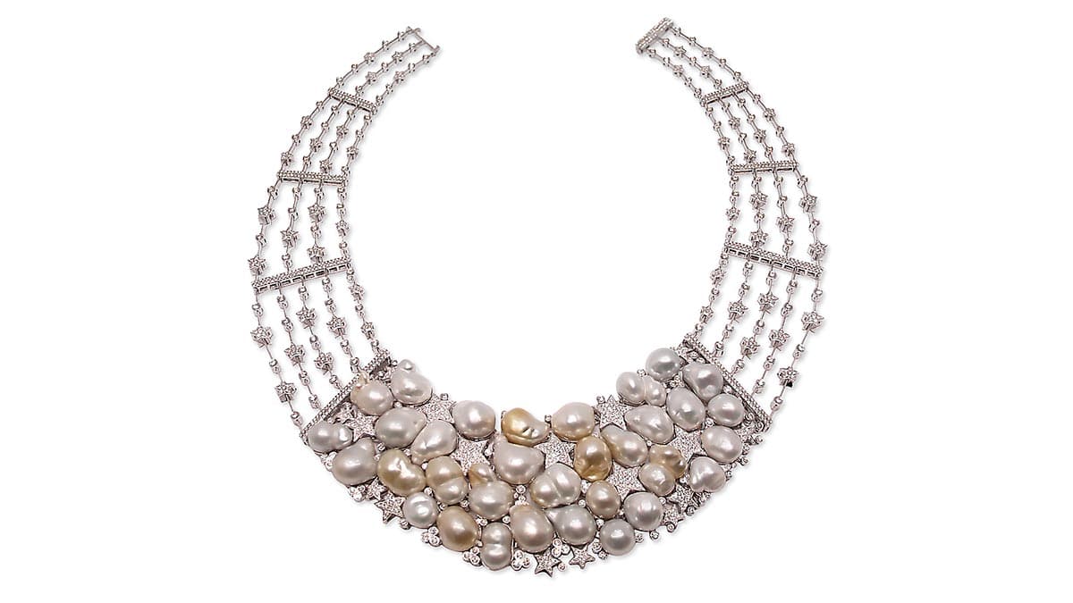 Koλιέ με μαργαριτάρια Νοτίων θαλασσών και διαμάντια, Pearls Center - www.pearlscenter.gr