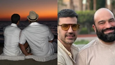 Παντελής Τουτουντζής: Φωτογραφίες από το γάμο του στην Κρήτη - Ντυμένοι στα λευκά με τον σύζυγό του και τα παιδιά τους δίπλα τους