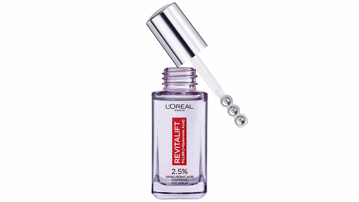 Ορός ματιών με 2,5% υαλουρονικό οξύ & καφεϊνη, που μειώνει τους μαύρους κύκλους και γεμίζει τις ρυτίδες των ματιών, Revitalift, Filler, L’Oréal Paris, €25,95