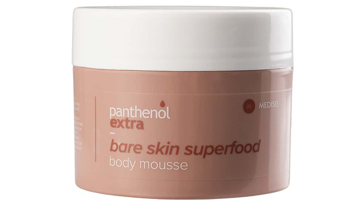 Μους σώματος που προσφέρει θρέψη, ενυδάτωση και προστασία στο δέρμα, bare skin superfood, body mousse, Panthenol extra (στα Φαρμακεία, medisei.gr)