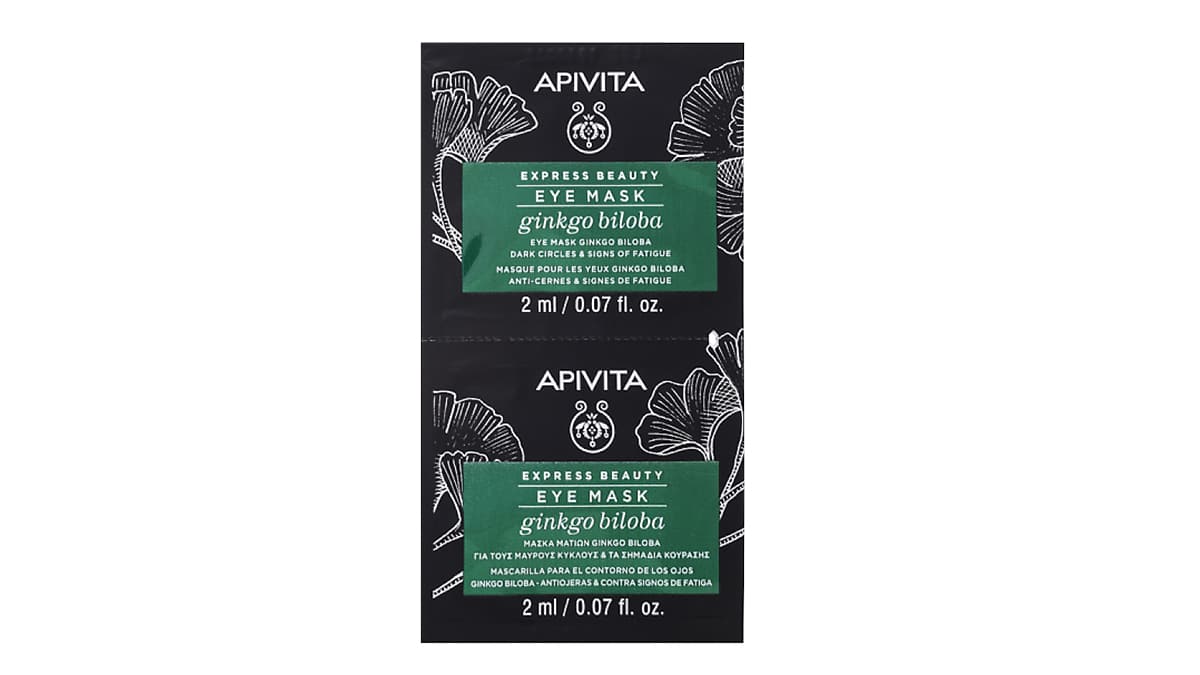 Μάσκα µατιών για µαύρους κύκλους & σηµάδια κούρασης, Express Mask, Ginkgo Biloba, Apivita, €3,70  (στα Φαρµακεία)