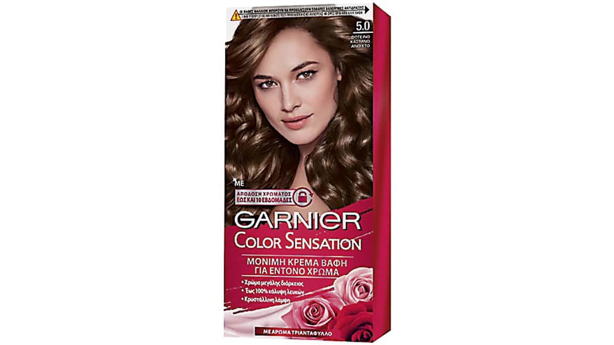 Μόνιμη κρέμα βαφή για έντονο χρώμα, Color Sensation 5.0 Φωτεινό Καστανό, Garnier, €5,97
