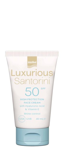 Αντηλιακή κρέμα προσώπου, Luxurious Santorini SPF50, High Protection Face Cream, InterMed (σε φαρμακεία & σε επιλεγμένα καταστήματα λιανικής από την InterMed)