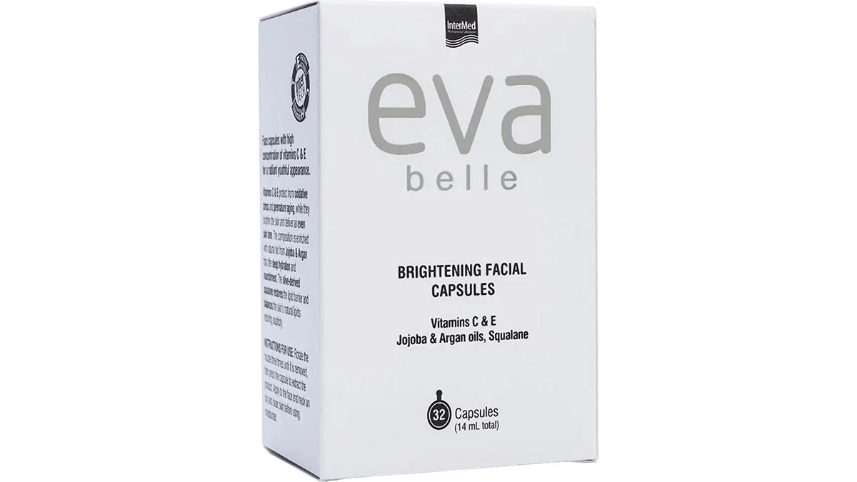 Booster μονοδόσεις σταθερής βιταμίνης C για λαμπερή, φωτεινή & νεανική επιδερμίδα. Eva Belle, Brightening Facial Capsules, InterMed (σε φαρμακεία & σε επιλεγμένα καταστήματα λιανικής)