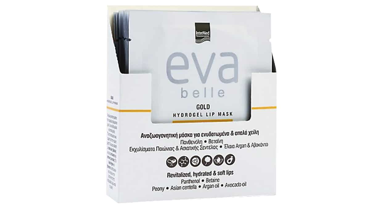 Αναζωογονητική μάσκα για ενυδατωμένα & απαλά χείλη, Eva Belle, Gold Hydrgogel Lip Mask, InterMed (στα Φαρμακεία από την InterMed)