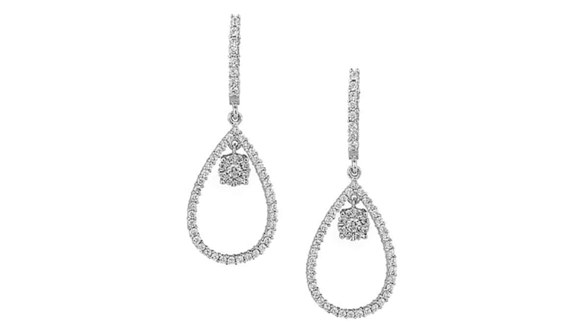 Σκουλαρίκια από λευκόχρυσο Κ18 µε διαµάντια, Al’oro Jewellery, aloro.gr