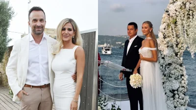 Ατζούν Ιλιτζαλί: Με γραβάτα ο Γιώργος Λιανός και η Κωνσταντίνα Καραλέξη με κρόσσια στον γάμο του - Ο ξέφρενος χορός της νύφης στο club (Βίντεο)