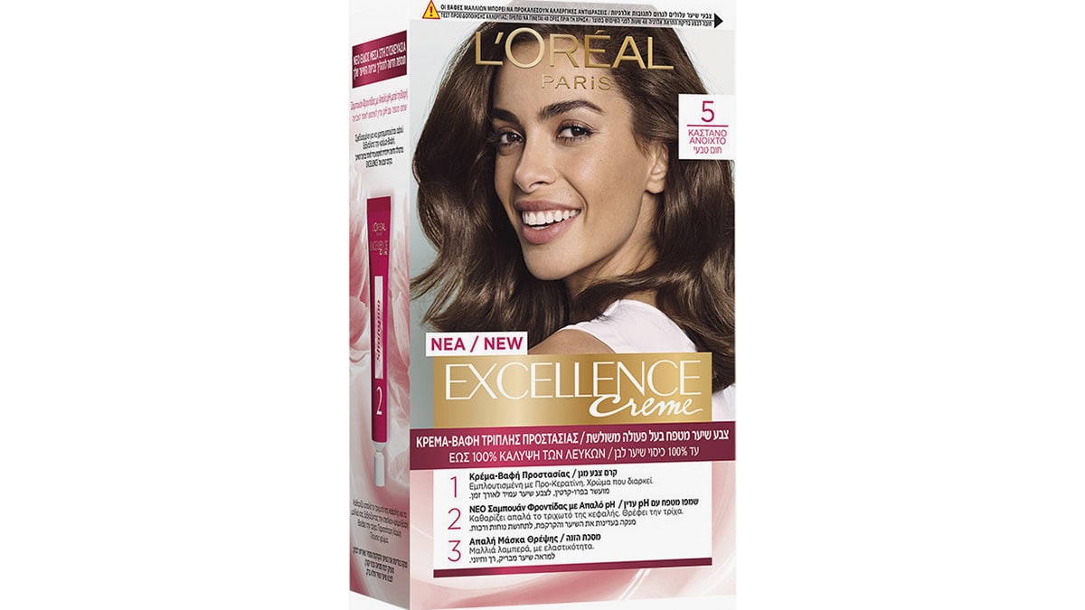 Κρέμα-βαφή τριπλής προστασίας, Excellence Creme 5 Καστανό ανοιχτό, L'Oréal Paris, €11,36