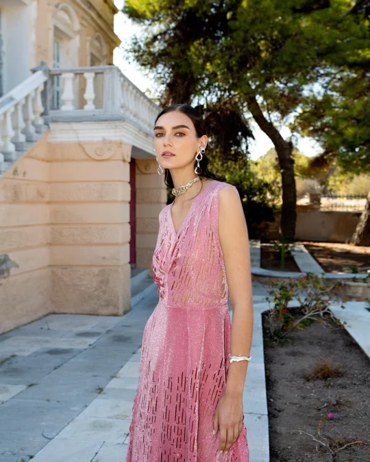 Μάξι ροζ φόρεμα