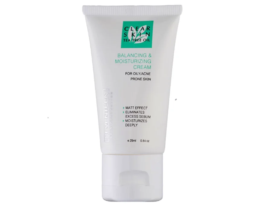 Eνυδατική & ρυθμιστική κρέμα προσώπου για λιπαρές με τάση ακμής επιδερμίδες, Clear Skin, Balancing & Moisturizing Cream Travel Size, Seventeen, €6
